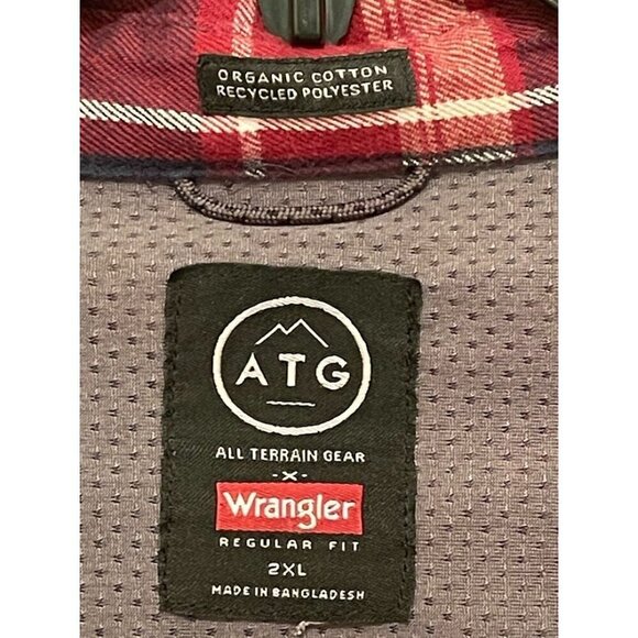 Wrangler ATG Mens 2XL Organic Cotton & Recycled Polyester Red Plaid Button-Up Sh - Picture 4 of 14